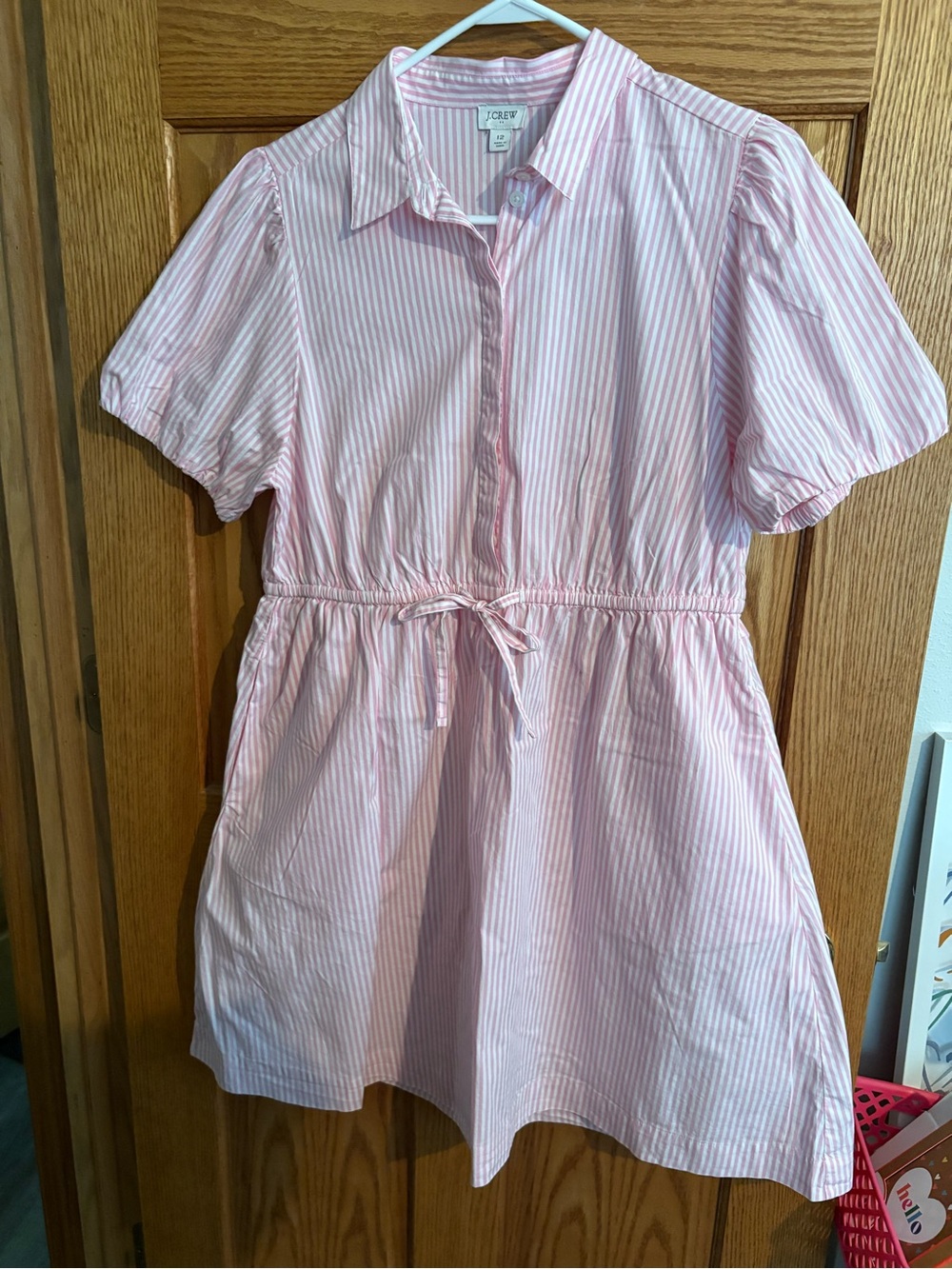 J. Crew Light Pink & White Striped Shirtwaist Dress